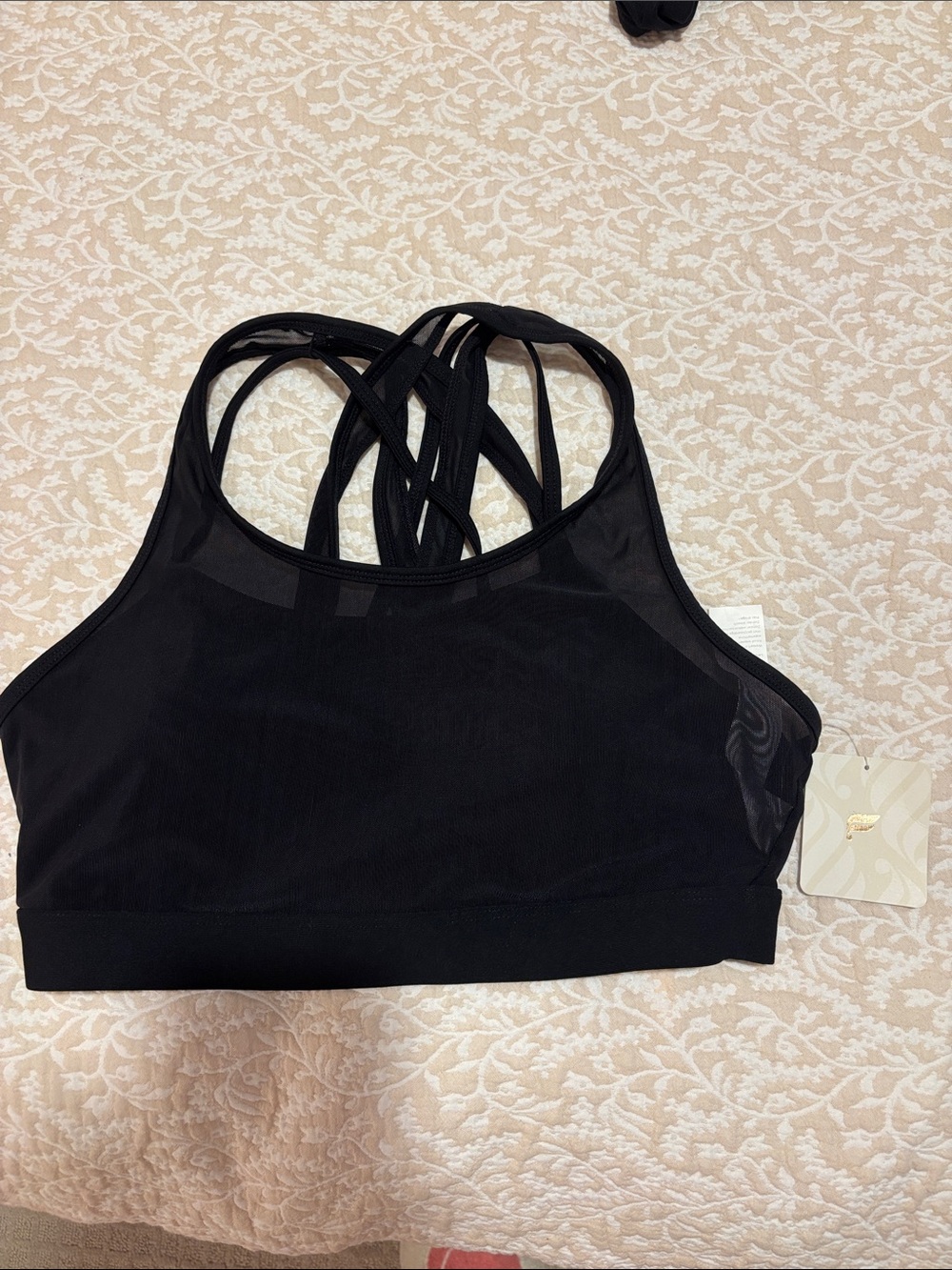 Fabletics Black Strappy High-Neck Sports Bra